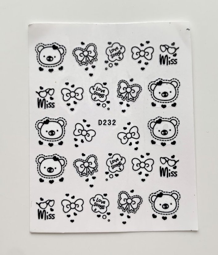 Vodolepky na zdobení nehtů - Miss Bear D232