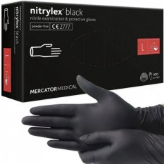 Rukavice nitrilové black, 100 ks, L černé, nepudrované