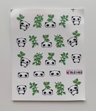 Vodolepky na zdobení nehtů - Panda se zelenými lístky BLE1493