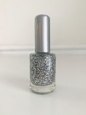 Lak na nechty Strieborný glitter s farebnými odleskami Dekor - 10ml