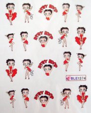 Vodolepky na zdobení nehtů - Betty Boop červená BLE1374 20 ks