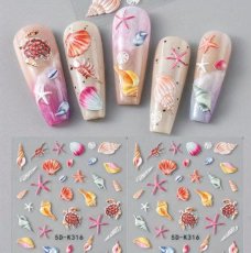 Nálepky na nechty - Morské svety a mušle