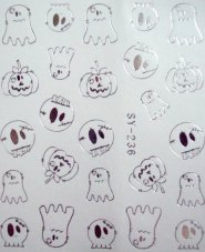 Vodolepky na zdobení nehtů - Stříbrná strašidla SY-236 25 ks
