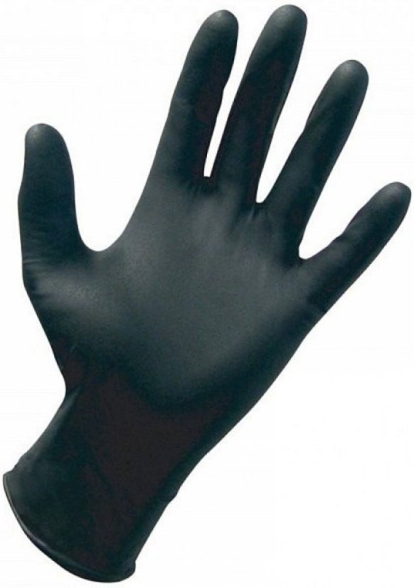 Rukavice nitrilové black, 100 ks, S černé, nepudrované