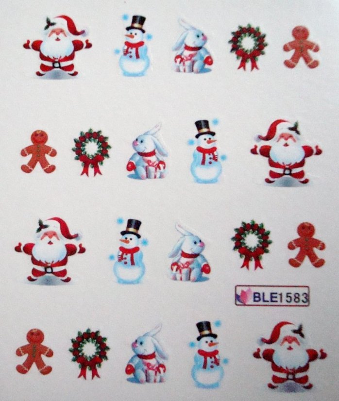 Vodolepky na zdobení nehtů - Zasněžené Vánoce BLE1583 20 ks
