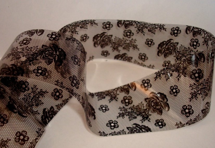 Zdobiace transfer fólie na zdobenie nechtov - Čierne kvety