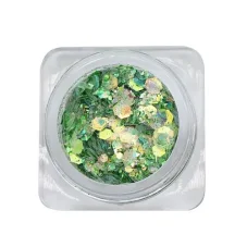 Šestihranky s brokátem na zdobení nehtů - Green