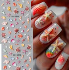 Nálepky na nechty - Morské svety a mušle