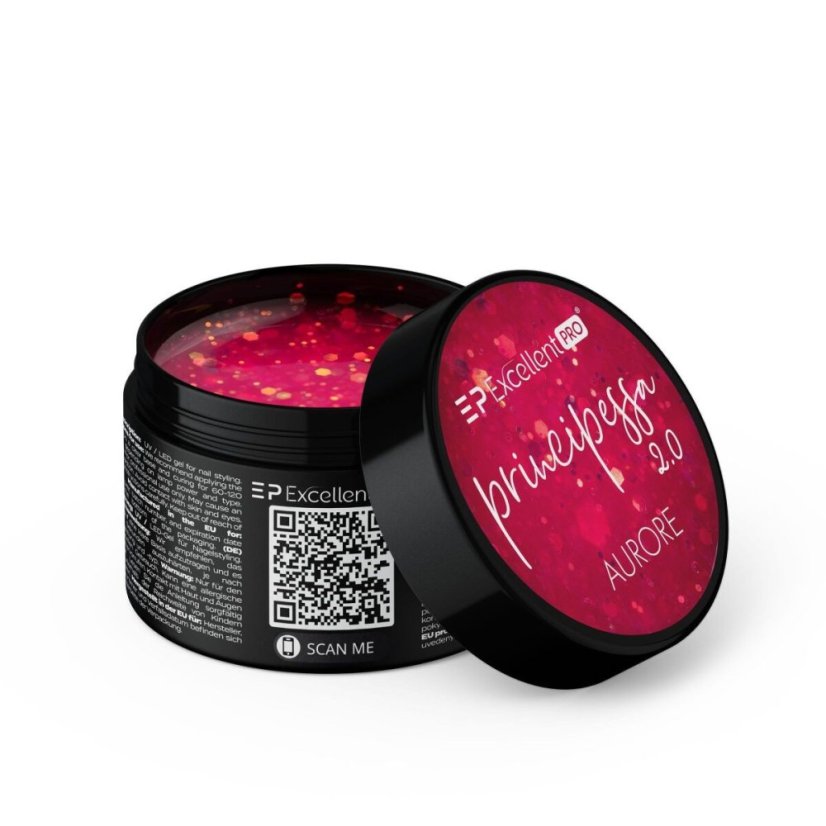 Multifunkčný stavebný gél s časticami Principessa 2.0 Aurore 15g