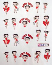 Vodolepky na zdobení nehtů -  Betty Boop červená BLE1374 20 ks