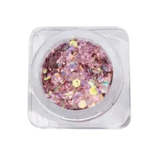 Šesťhranné s brokátom zdobenie nechtov - old rose