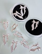 Bižutériana nechty mašlička - 2ks Silver