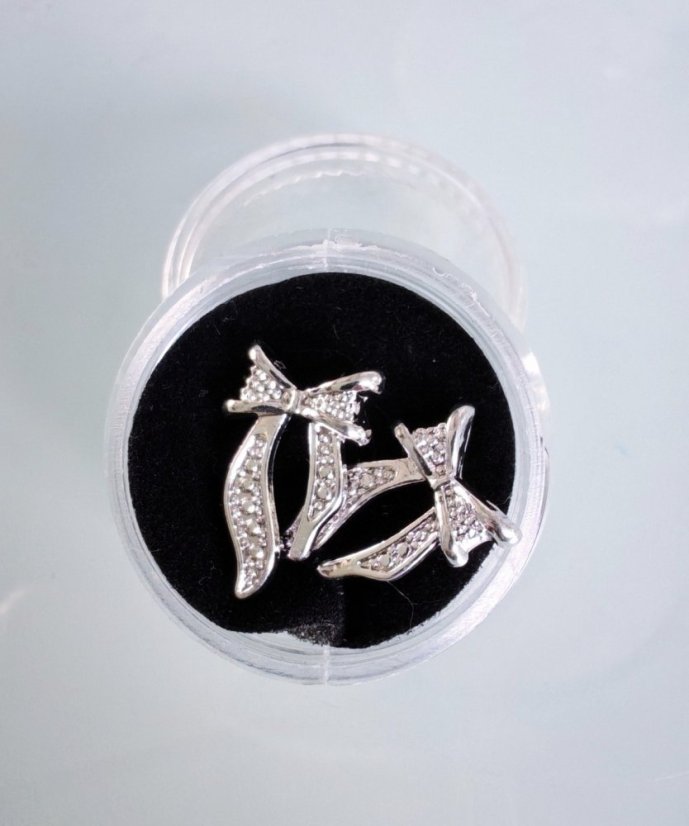 Bižuterie na nehty mašlička - 2ks  Silver