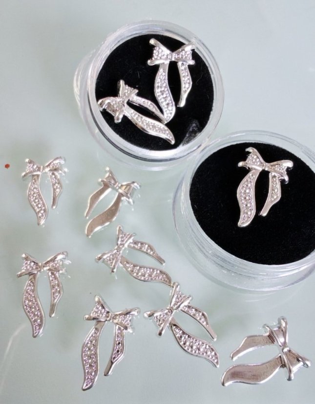 Bižutériana nechty mašlička - 2ks Silver