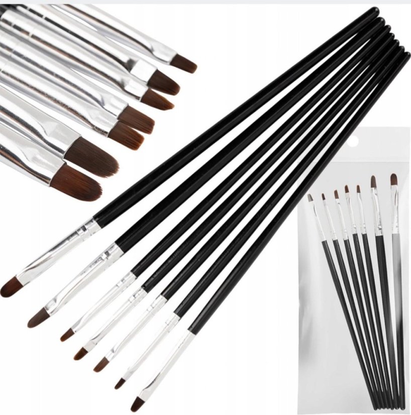 Sada 7 oválnych štetcov na nechty