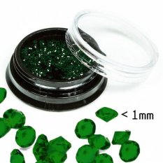 Diamantové ozdoby na nehty v krabičce - Zelené