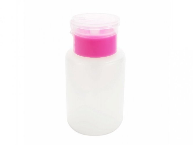 Plastový dávkovač s pumpičkou - pink proužek