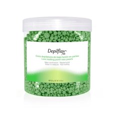 Depilflax100 depilační vosk samostržný voskové granule zelený vege 600 g