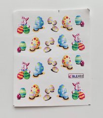 Vodolepky na zdobenie nechtov - Pestrofarebná vajíčka so zajačikom BLE402 20 ks