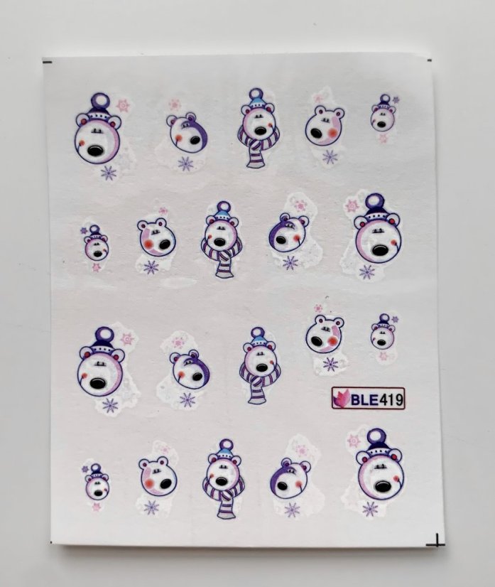 Vodolepky na zdobení nehtů - Snow Bear BLE419