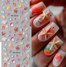 Nálepky na nehty - Mořský svět a mušle