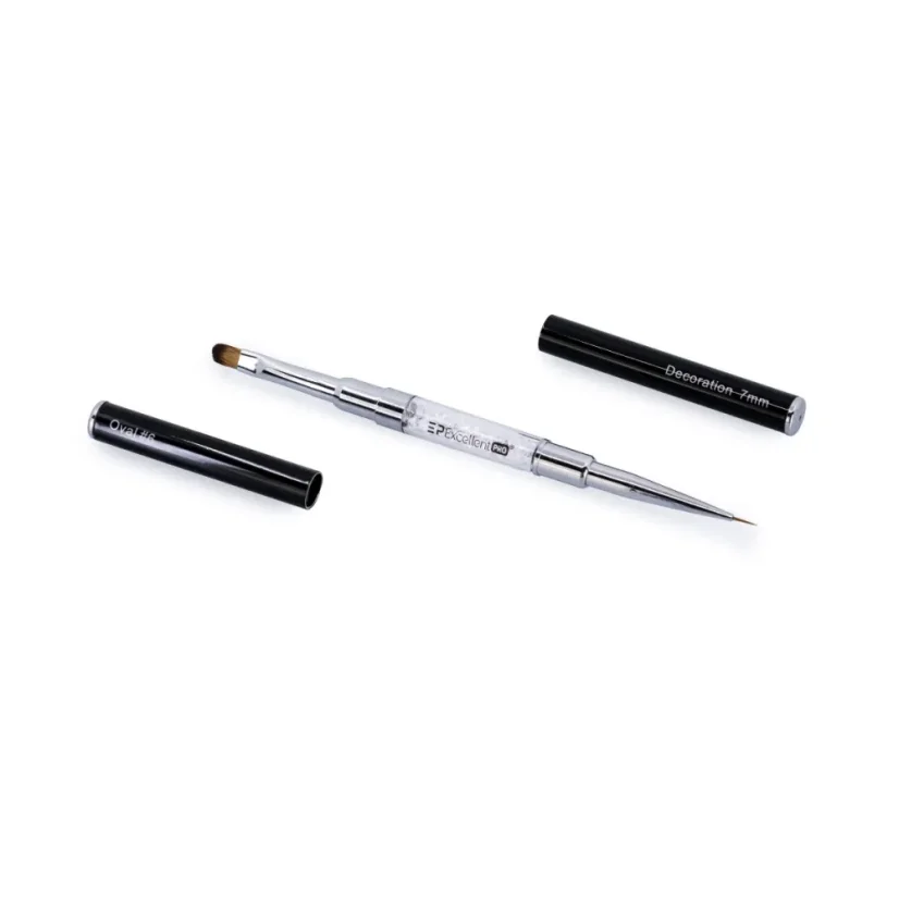 Oboustranný štětec na gel a zdobení s kamínky Excellent PRO 2in1 – Oval #6 / Deco 7 mm