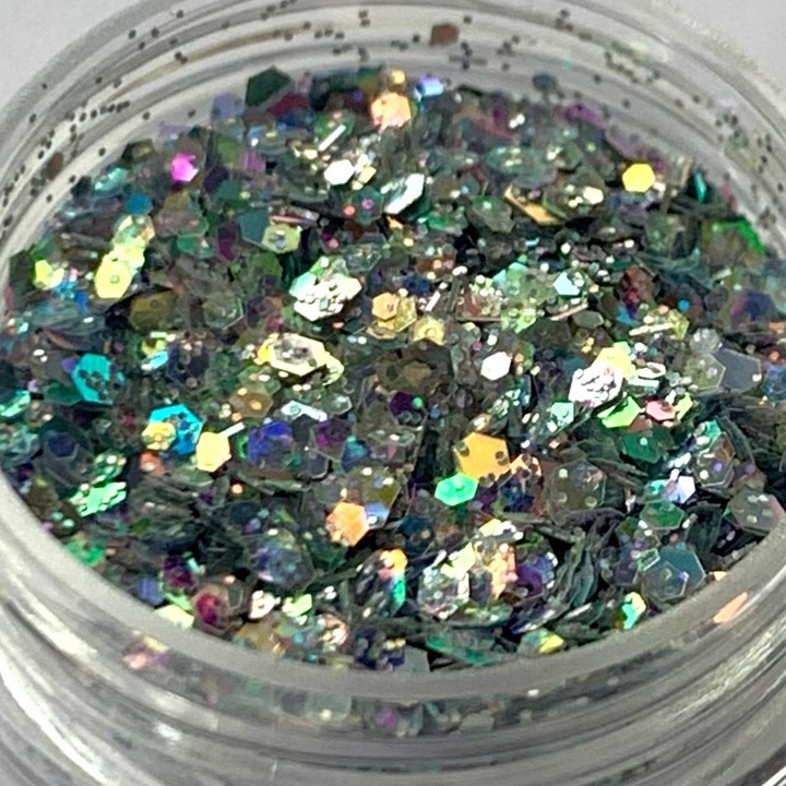 Šesťhranné zdobenie nechtov - Silver