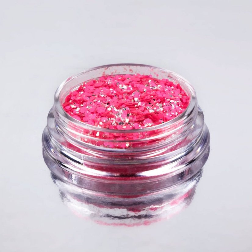 Nehtyprofi Fluorescenčný brokát s šestihránky - Neónred-pink