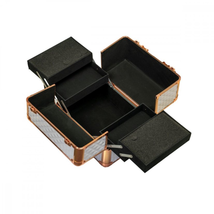 Kosmetický kufřík XL -  White - Rose Gold