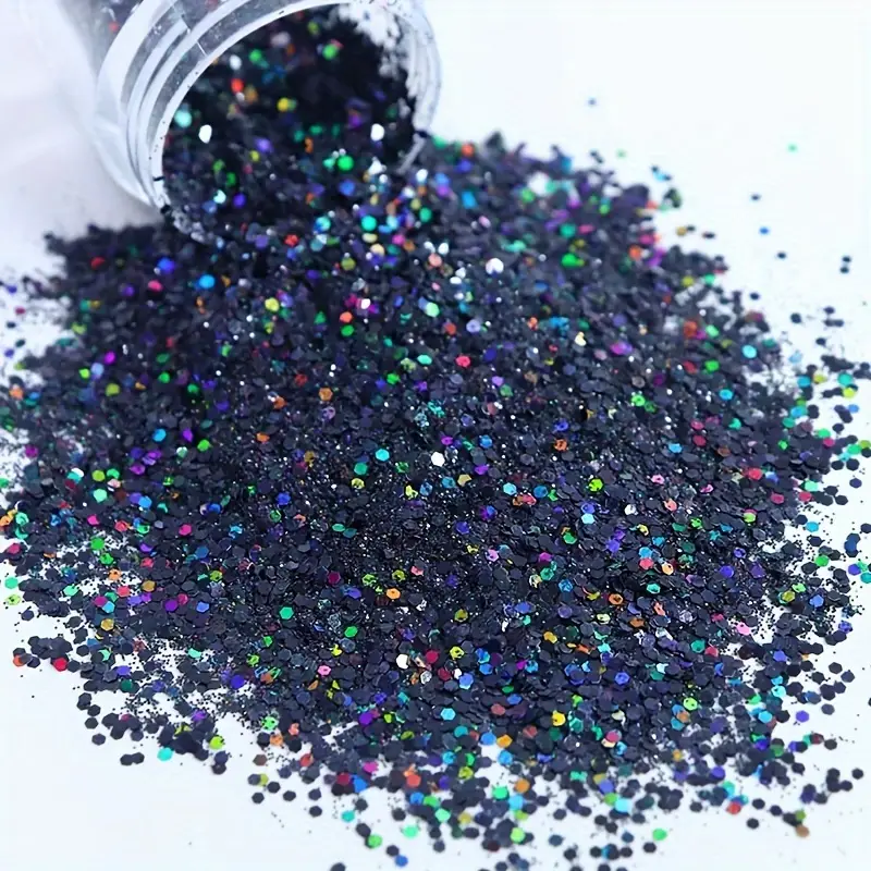 Šesťhranné zdobenie nechtov - Black