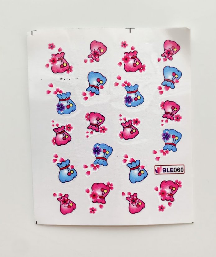 Vodolepky na zdobení nehtů - Barevné měšce BLE060