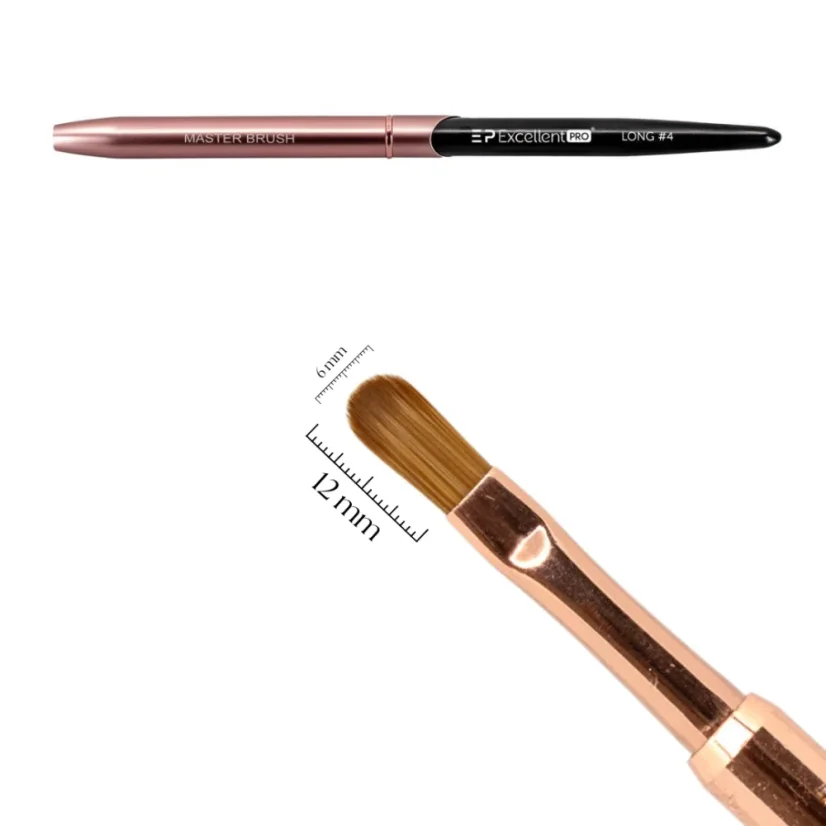 Oválný štětec na gel Excellent PRO Long #4 (Pink&Black)